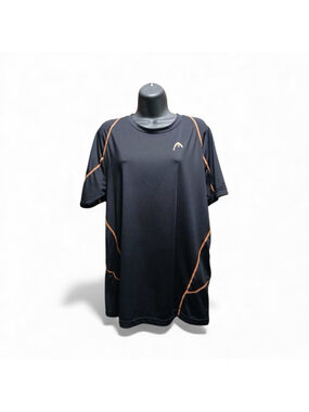 HEAD Men's/Unisex Large Performance T-Shirt Black Orange Stretch (JC180)